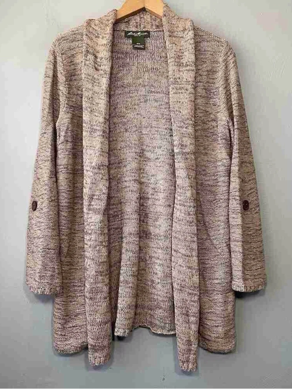 Open Front Cardigan Sweater in Heathered Beige